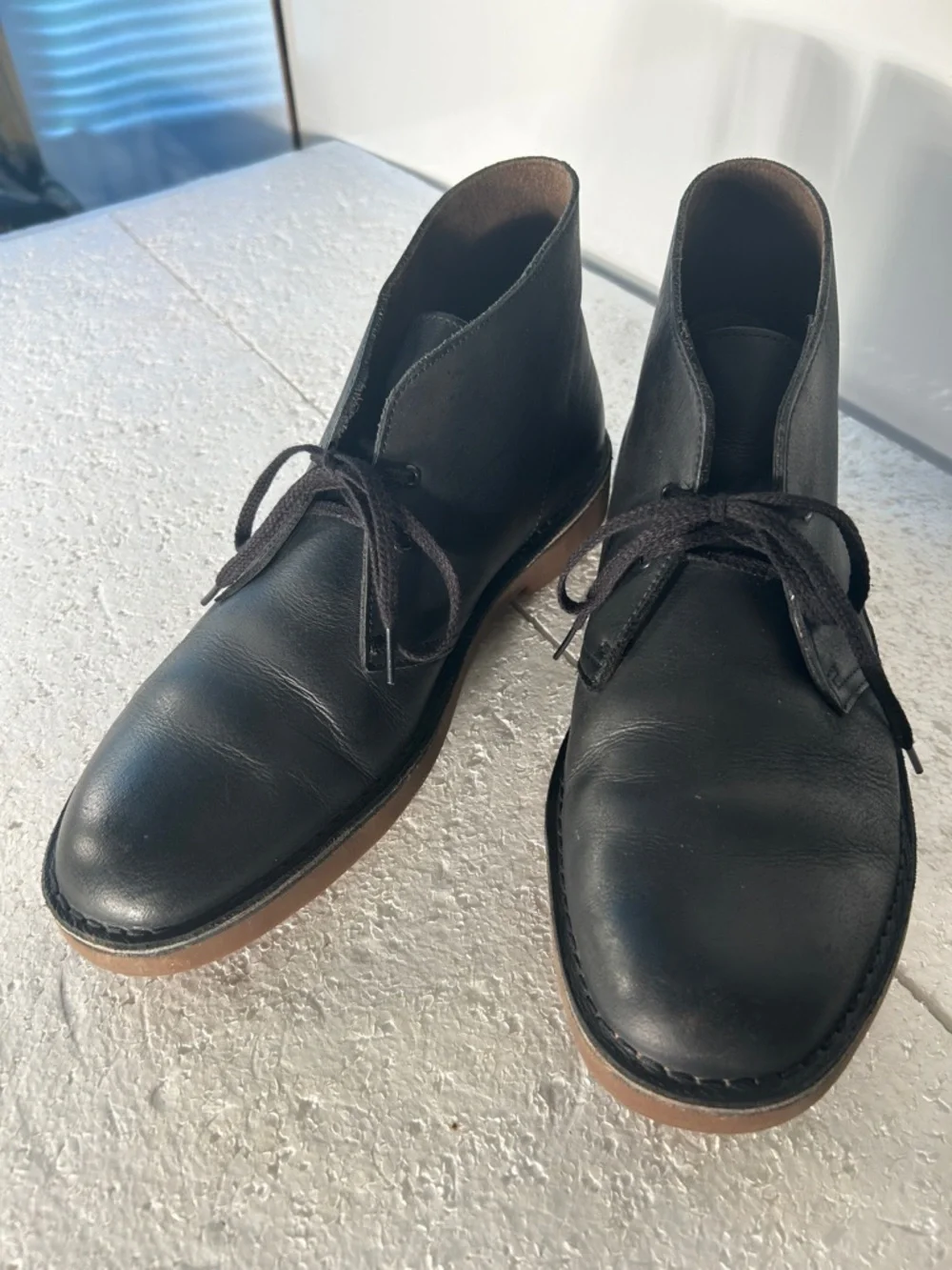Clarks SZ 12 Bushacre Midnight Leather Desert Chukka Boots Timeless Old Money